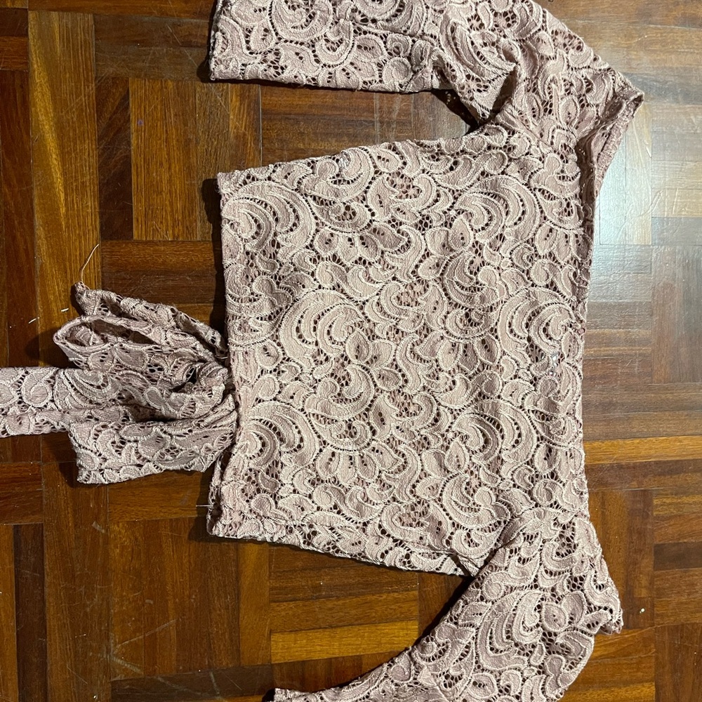 Fashion Nova Mauve Lace Blouse